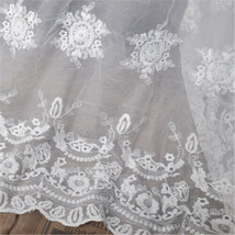 Embroidery Flowers Mesh Lace Fabric DIY Costume Upholstery Curtain Wedding Dress - £11.18 GBP