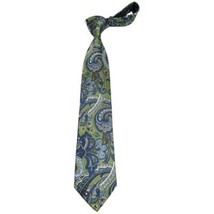 Men's 100% Silk Necktie By Bruno Piattelli Paisley Floral Fancy BP4 Green Blue image 2