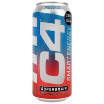 C4 Smart Energy Superbrain Performance Fuel 16 ounce cans Freedom Ice, 4 Cans - £15.78 GBP