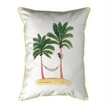 Betsy Drake Palm Trees &amp; Monkey Small Indoor Outdoor Pillow 11x14 - £39.75 GBP