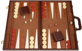 Open Box! 18&quot; Middleton Games Leatherette Backgammon Set - Brown - £51.19 GBP