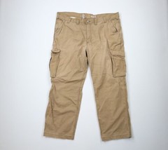 Vintage Carhartt Mens 44x30 Faded Relaxed Fit Ripstop Wide Leg Cargo Pants Beige - £46.68 GBP
