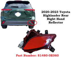 2020-2023 OEM Toyota Highlander Rear RH Right Lower Bumper Reflector 814... - $34.64