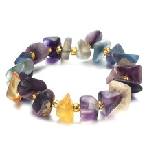 Colorful Natural Stone Geometry Beads Bracelet Sunstone Beaded Energy Yoga Brace - £10.11 GBP