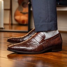 Men's Shoes Matteo Genuine Alligator Slip-On Loafer Brown image 6