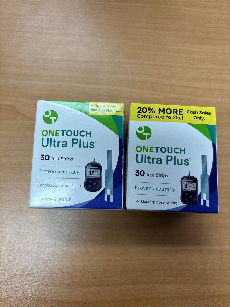 2 pk OneTouch Ultra Plus Glucose Diabetic Test Strips 30ct Exp.12/25 &02/26 - $17.70 2 pk OneTouch Ultra Plus Glucose Diabetic Test Strips 30ct Exp.12/25 &02/26 - $17.70