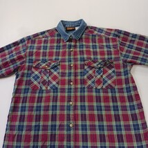 Faded Glory Men's Flannel Large Blue/Red Plaid Pockets Long Sleeve Chest 44" image 13