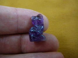 (an-cat-12) Cat Purple Amethyst 7/8&quot; bead PENDANT for necklace gemstone Fetish - £6.75 GBP