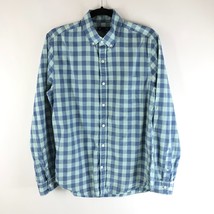 GAP Mens Button Down Shirt Slim Fit Long Sleeve Plaid Cotton Blue S - £7.66 GBP