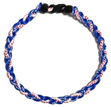 3 Rope Tornado Braided Baseball Necklace 18&quot; 20&quot; Royal Blue Baseball Stitch - £7.91 GBP