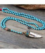 Turquoise Handmade Healing Stones Necklace, Howlite - $64.35