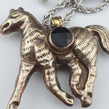 Wonderful Black onyx on Horse pendent Carved Rare Tibetan Pendant necklace - $1,224.04 MXN
