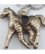 Wonderful Black onyx on Horse pendent Carved Rare Tibetan Pendant necklace - $1,224.04 MXN