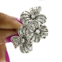 Drei Blumen Jubiläum Ring Rund Schliff Künstlicher Diamant Massiv Sterlingsilber - $157.90