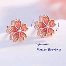 Spinner Flower Earring,Spinning Stud Earrings - $8.20