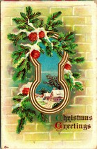 Cabin Scene Pine Baugh Brick Wall Christmas Greetings Embossed 1910s DB Postcard - £3.07 GBP