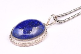Sterling Silver Pendant Necklace Natural Lapis Jewelry PS-1557 - £43.95 GBP