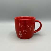 Starbucks Holiday 14oz Red Christmas Coffee Mug Ornament Heart Snowflake - £10.27 GBP