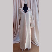Women Hooded Linen Kaftan with Orange embroidery, Long kimono in natural... - £141.58 GBP
