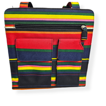 Bright Striped Messenger Bag Double Strap Book Bag Laptop Tablet Carrier - $27.72