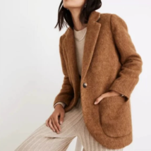 Madewell Bouclé Larsen Blazer Size XL Toffee Melange Brown Jacket Alpaca Blend - £172.02 GBP