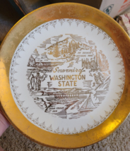 Collector Plate State of WASHINTON 10&quot; Gold Mt Rainier Souvenir plate - £6.98 GBP