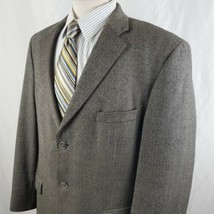 Stafford Sport Coat Jacket 44R Herringbone Weave Black Gray Wool Three B... - $34.99