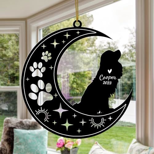 Primary image for NETHOUSE Akita Dog Memorial Suncatcher, Personalized Akita Ornament with Name Da