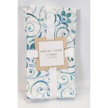 4-Pack Table Napkins scroll medallion design navy blue/ white Allen + Roth - $9.36