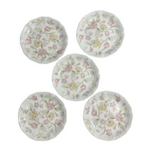 5 Vintage Nitto Pure &amp; White Floral Pink Japan Bread Butter Plates  5  7/8&quot; - £14.93 GBP