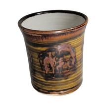 Vintage MCM Louis Mideke Studio Art Pottery Brown Glaze Tea Cup Asian Or... - $129.94