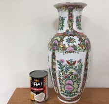 Vtg Zhongguo Zhi Zao Famille Rose Handpainted Chinese Porcelain Vase Jar 14.75&quot; - £235.98 GBP