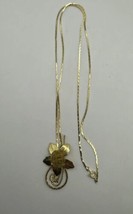1970&#39;s Vintage Lariat Necklace Mesh Flower Rose Bolo Slide Gold Tone. - £9.75 GBP