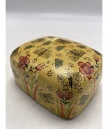 Fetco Trinket Box Butterflies Yellow Handmade Kashmiri India Paper Mache... - £10.78 GBP