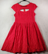 City Studio Dress Juniors Size 11 Red Lace Cotton Sleeveless Round Neck Back Zip - £13.72 GBP