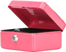 Small Cash Box with Key Lock, Decaller Portable Metal Money Box with Dou... - $19.56