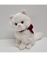 Russ Berrie Whisper White Cat Red Bow Blue Eyes Plush Soft Toy 8&quot; - $33.78 CAD