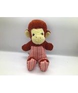 Vintage Monkey Plush Stuffed Animal Red Stripe Overalls Made in Haiti 15 in - $273.62 MXN