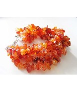 EleganceWithFlair Sterling Silver nugget carnelian gemstone Torsade brac... - $567.85 MXN