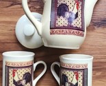 Vintage ~ 4 Piece ~ Bay Island Inc. ~ ROOSTER Ceramic Teapot and Two (2)... - $37.40