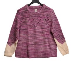 Nic+Zoe Winter Warmth Sweater Womens XL Purple Pointelle Knit Bishop Sle... - $39.60