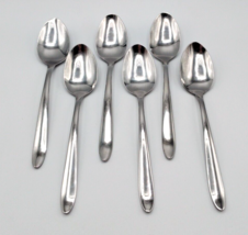 Set of 6 Food Network Teaspoons Unknown Pattern Glossy 6 3/8&quot; Pointed End - £22.36 GBP