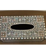 Wood Tissue Box inlaid Mother of Pearl - $226.13 CAD
