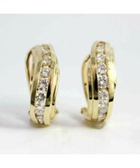 Vintage 1.25Ct Canal Conjunto Imitación Omega Back Pendientes 14k Amaril... - $105.76