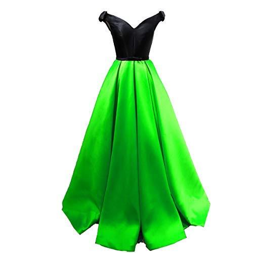 Plus Size Off The Shoulder Black Long Prom Evening Dress Lime Green US 16W