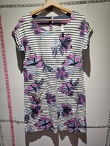 Weird Fish Blue &amp; Pink Floral Breton Style Stripe Cotton Midi Dress + Po... - £25.32 GBP