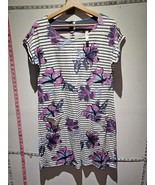 Weird Fish Blue &amp; Pink Floral Breton Style Stripe Cotton Midi Dress + Po... - £24.89 GBP