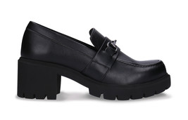 Vegan shoes Women heel loafer chunky ridged platform on apple leather breathable - £117.44 GBP