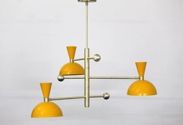 Inspired 3 Arm 3 Light Modern Mid Century Brass Chandelier Luminaire Light - £246.57 GBP