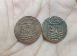 2 Pcs 1744 - 1745 Dutch Netherlands Colonial Voc Duit New York Penny Coi... - £11.17 GBP